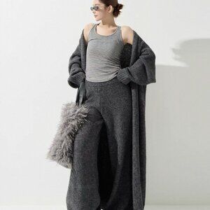 Chic Oversized Open Front Cardigan | Gray Soft Knit Sweater 2X(Fits S–L)